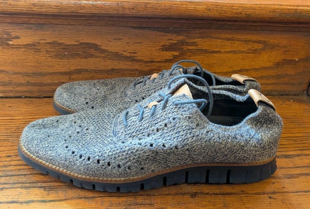 Cole Haan 2.Zerogrand Stitchlite Wingtip Oxford Men's 10 M Light Blue Knit